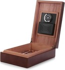 Cigar Humidor  Megacra Leather Surface Handmade Real Solid Spanish Cedar Wood