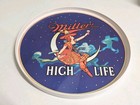 Vintage Miller High Life Beer Tray Hard Plastic  girl On The Moon 