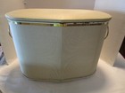 Vintage Mcm Metal  Laundry Hamper Vinyl Seat 24  W 17 h Counselor 1950 s