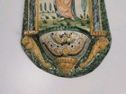 Majolica Holy Water Font Large Features Virgin Mary Antique 