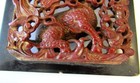 Antique Chinese Qing Gilt Lacquer Carved Wood Mini Qilin Plinth Display Stand