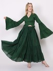 Women s Casual 8 Yard Cotton Long Maxi Green Skirt Boho Gypsy Hippie Ats Skirt