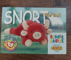 Ty Beanie Buddy   Beanie Baby Snort The Bull Lot W tags And Collector Card