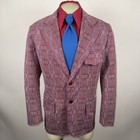 Vtg 60s 70s Leisure Suit Jacket Blazer Sport Coat Plaid Disco Ugly Mens 44 Long