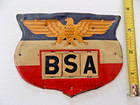 Antique Rare Military Bsa Metal License Plate Type Sign Tin Logo Advertising