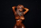 5 3  Collect China Box-wood Carving Kneeling Naked Sexy Beauty Slingshot Statue