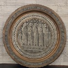 Antique Persian Zoroastrian Intriguing 5 Kings Symbol Large Silver Damascus Tray