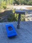 Vintage Gillette Fatboy Adjustable Safety Razor F1 1960   Blue Blade Bank