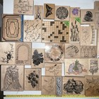 Vintage Lot Of 45 Wood Block Rubber Stamps