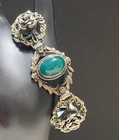 Beautiful Antique Italian Hand Made 800 Silver Crysoprase Bracelet-cellini 