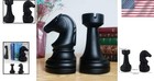 Elegant Decorative Chess Bookends - Heavy-duty Resin  Set Of 2  Black Finish