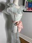 Vintage 1930s Blue Organza Bias Semi Sheer Dress  