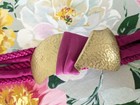 Vintage Statement Belt Sz S 33  Rope Metal Gold Brass Pink Leather   