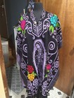 Women One Size Virgin Of Guadalupe Floral Woven Acrylic Fringe Poncho Shawl