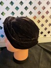 Mid To Early 1900   s Women Velvet Black Hat With Rhinestone Embellishment