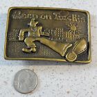 Vintage 70s Indiana Metal Craft Keep On Truckin  Trucking Brass Belt Buckle