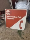 Southwestern Bell Telephone Red Advertising Flange Sign 18   18  Vintage 