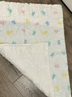 Vtg White Pink Blue Pastel Cuddle Time Bear Bunny Healthtex Quilted Baby Blanket