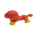 Vintage Red Plastic Toy Horse On Wheels     Retro Pull Toy Baby Room Decor 1960s