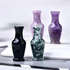 Natural Quartz Crystal Gem Carved Flower Vase Mineral Reiki Stone Healing Decor