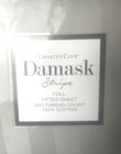 Charter Club 100  Supima Cotton 550 Tc Fitted Sheet Grey smoke Stripe Full  60