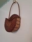 Wicker Wall Pocket Hanging Round Vintage