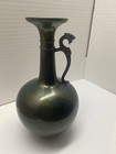 Vintage Chinoiserie Bronze Dragon Handle Vase 8 5    Takaoka Style With Box 1970s