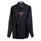 Vintage 80s Panhandle Slim Western Trends Black Paisley Eagle Snap Shirt Men 16