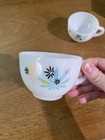 Two Vintage Teacups White With Mid Century Modern Style Floral-inspired Design