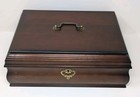 Vintage 90s The Bombay Company Wood Jewelry Box Black Felt Lining W  Tray