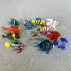 Set Of 12 Murano Style Lampwork Art Glass Miniature Fish Ornaments Hand Blown