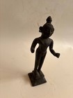 Antique Indian Bronze Standing Hindu Deity Figure With Intricate Engraving Rare