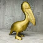 Vintage Midcentury Hollywood Regency Large Brass Pelican Bird Figurine Statue