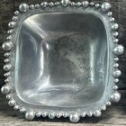 Mariposa Pearled Aluminum Square Bowls Set Of 2 Beaded Edge Dishes