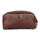Men   s Genuine Leather Toiletry Bag Travel Dopp Kit With Handle     Brown
