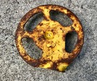 Vintage Cast Iron Lawn Sprinkler L R Nelson Peoria Il Yellow