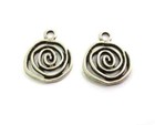 2 Pcs Spiral Antique Silver Plated Charms Jewelry Accessories