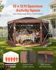 Vevor 6 Side Pop Up Gazebo Screen Tent 12x12 Ft For 6-8 Persons Camping Backyard
