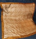 100  Silk Vintage Scarf Made In Japan Golden Brown White  Logo Dog   Walker Chic