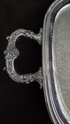 Vintage Heavy Silver Plate Butler Serving Tray Footed Handled Chased Unmarked