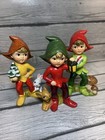 Lot Of 3 Vintage Christmas Woodland Pixie Elves Holiday Figurines