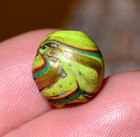 Antique Venetian Lime Green Feather Bead Gold Combed Aventurine  African Trade