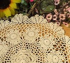 New Handmade Crochet Lace Round Table Cloth Doilies Doily 16 16   round  Beige