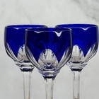 Nachtmann Ravenna Cobalt Blue Crystal Wine Cordial Glasses Set Of Three