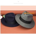 New British 100  Wool Felt Hat Men Fedora Raw Edge Brim Satin Lined Big Size 