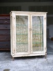 Antique Medical Cabinet Wood Glass Display Case Vintage Apothecary Chippy White