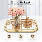 Vintage Octagon Mirror Glass Tray Bedroom Vanity Dresser Cosmetic Perfume Holder