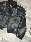 Vintage Ami Womens Studded Motorbike Leather Jacket Size Medium 