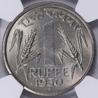 1950  b  India One Rupee  Ngc Ms 64  Special Label  First Issue Of Republic