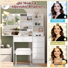 Vanity Dressing Table Set Makeup Desk W  Led Lighted Mirror 6 Drawers Stool